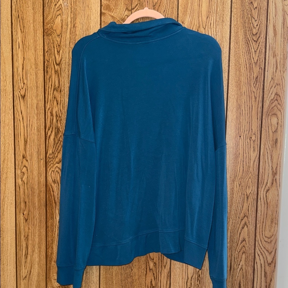 Danskin Teal Quarter-Zip Cowl Neck Pullover - Picture 5 of 5